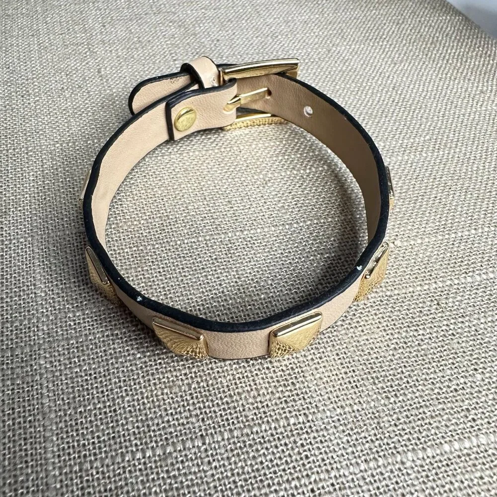 Park Lane Radley Nude Vegan Leather Adjustable Bracelet W/ Gold-Tone Studs 7-8" - Picture 4 of 6